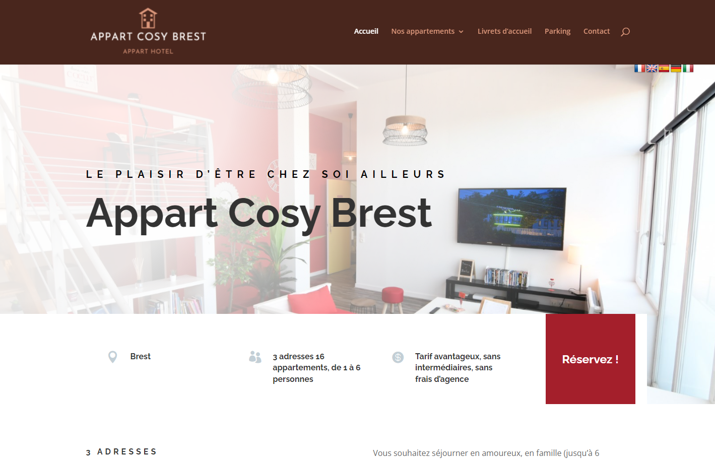 Nouveau site web : Appart Cosy Brest